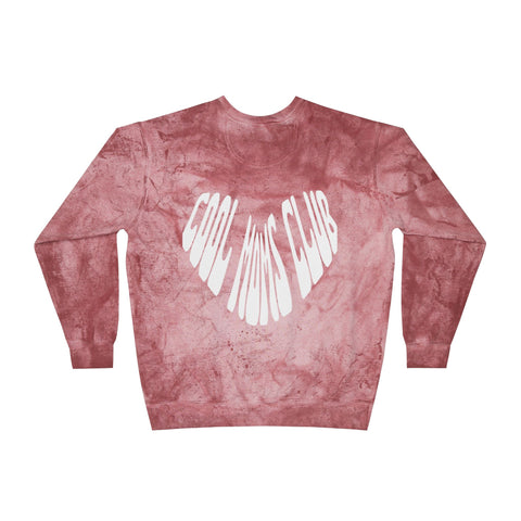 Cool Moms Club Basics Logo Front, Heart Logo Back, Color Blast Crewneck Sweatshirt