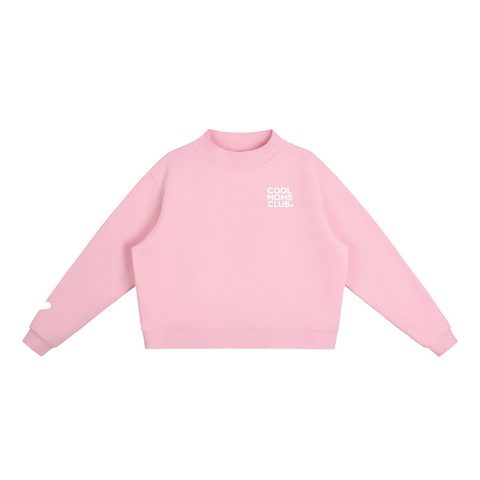 Cool Moms Club Mock-Neck Crew Sweatshirt Heart Logo