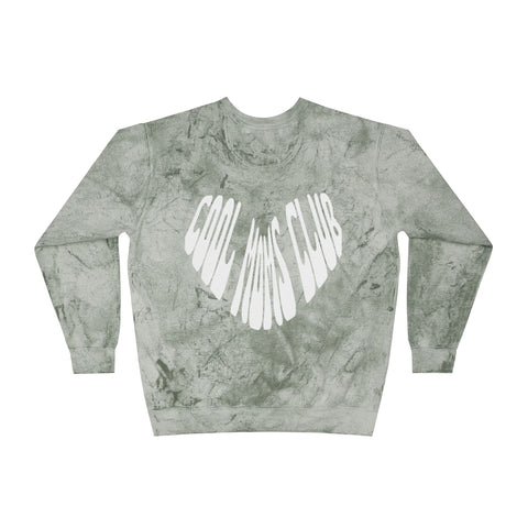 Cool Moms Club Basics Logo Front, Heart Logo Back, Color Blast Crewneck Sweatshirt