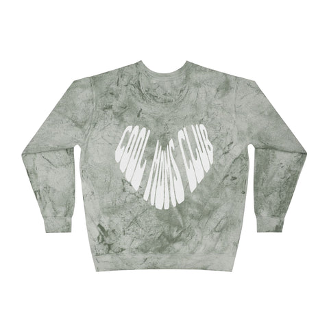 Cool Moms Club OG logo Front, Heart Logo Back, Colorblast Crewneck Sweatshirt