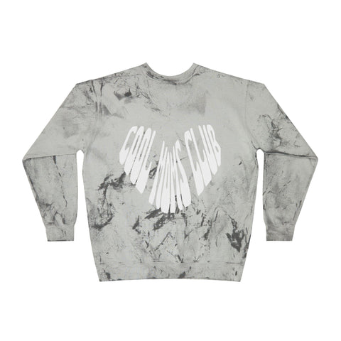 Cool Moms Club Basics Logo Front, Heart Logo Back, Color Blast Crewneck Sweatshirt