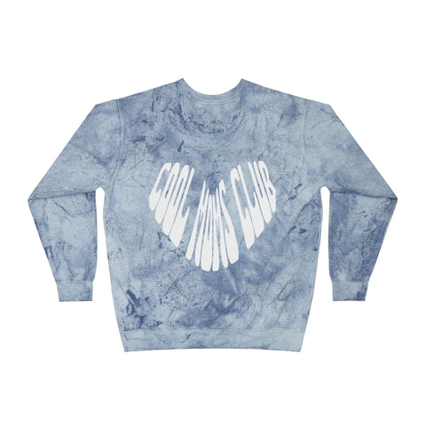 Cool Moms Club OG logo Front, Heart Logo Back, Colorblast Crewneck Sweatshirt