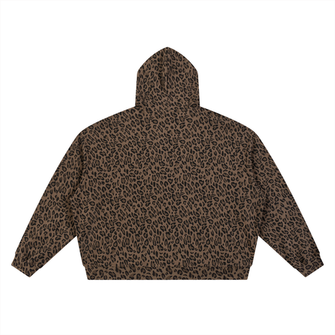 The Leopard Print Waffle Zip-Up Hoodie