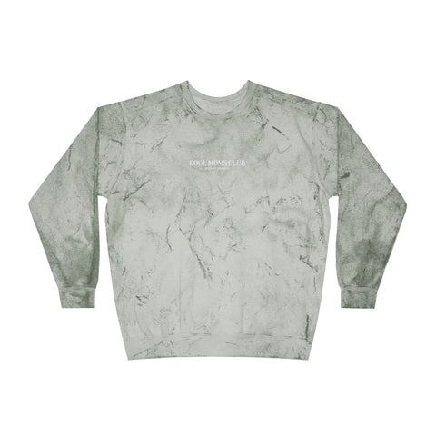 Cool Moms Club Basics Logo Front, Heart Logo Back, Color Blast Crewneck Sweatshirt