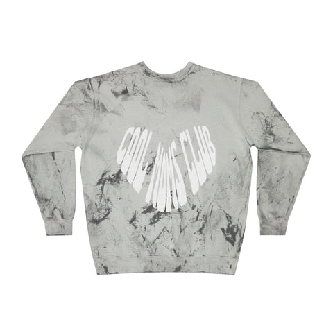 Cool Moms Club OG logo Front, Heart Logo Back, Colorblast Crewneck Sweatshirt