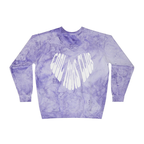 Cool Moms Club Basics Logo Front, Heart Logo Back, Color Blast Crewneck Sweatshirt