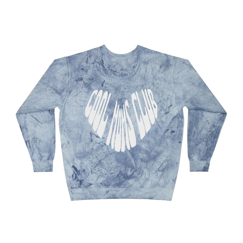 Cool Moms Club Basics Logo Front, Heart Logo Back, Color Blast Crewneck Sweatshirt