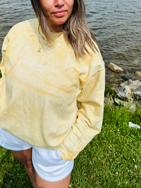 Cool Moms Club Basics Logo Front, Heart Logo Back, Color Blast Crewneck Sweatshirt