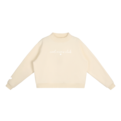 Cool Moms Club Mock-Neck Crew Cursive Logo