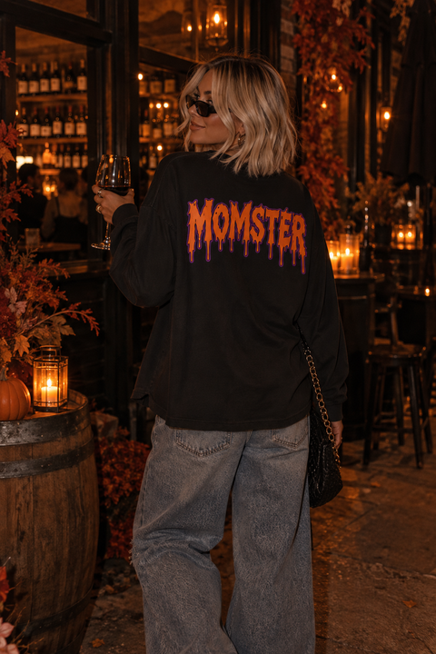 Spooky MOMster Oversized Long Sleeve Tee