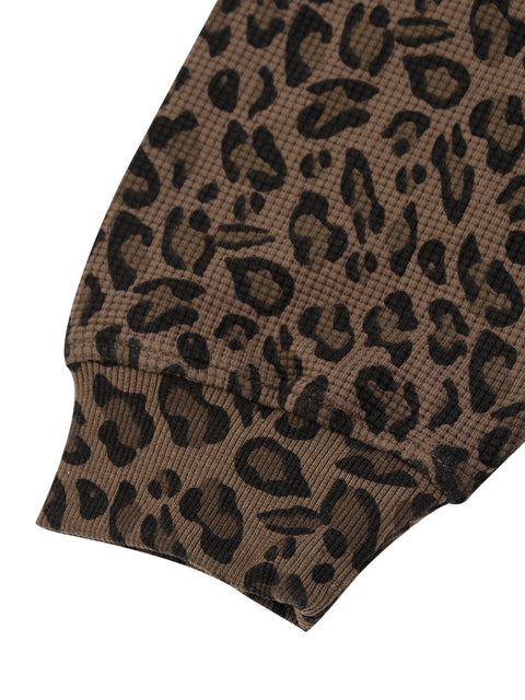 The Leopard Print Waffle Zip-Up Hoodie