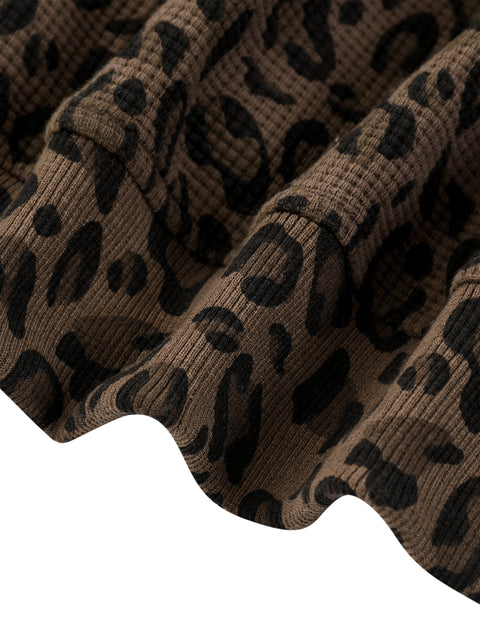 The Leopard Print Waffle Zip-Up Hoodie
