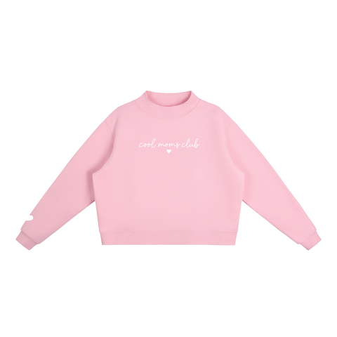 Cool Moms Club Mock-Neck Crew Cursive Logo