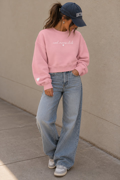 Cool Moms Club Mock-Neck Crew Cursive Logo