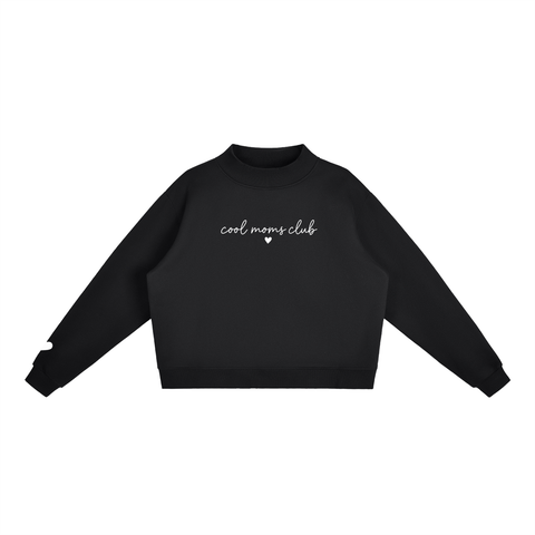 Cool Moms Club Mock-Neck Crew Cursive Logo